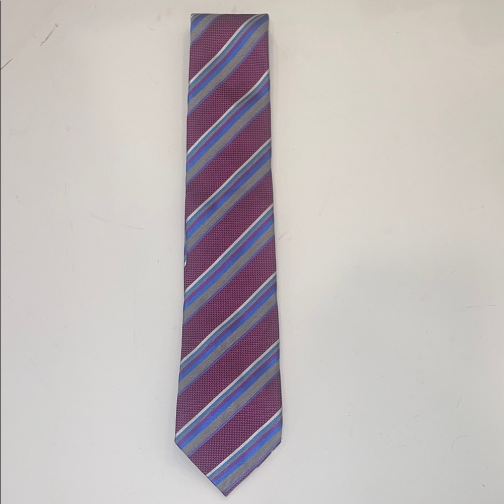 Saks Fifth Avenue Elegant Striped Purple Tie